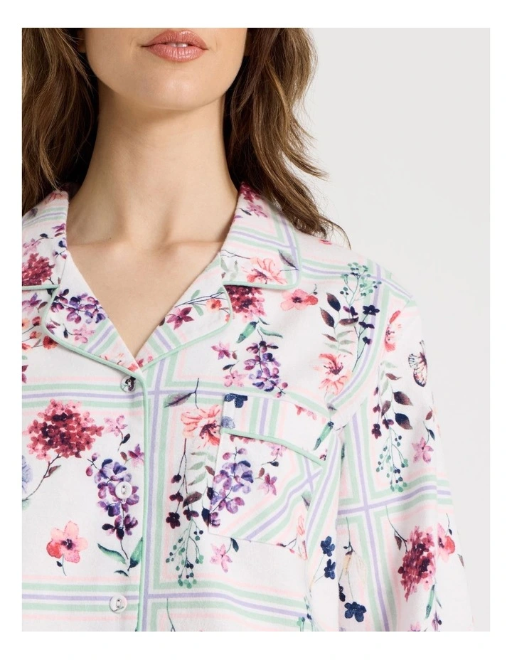Flannelette Pyjama Set in Floral Grid Print image 4