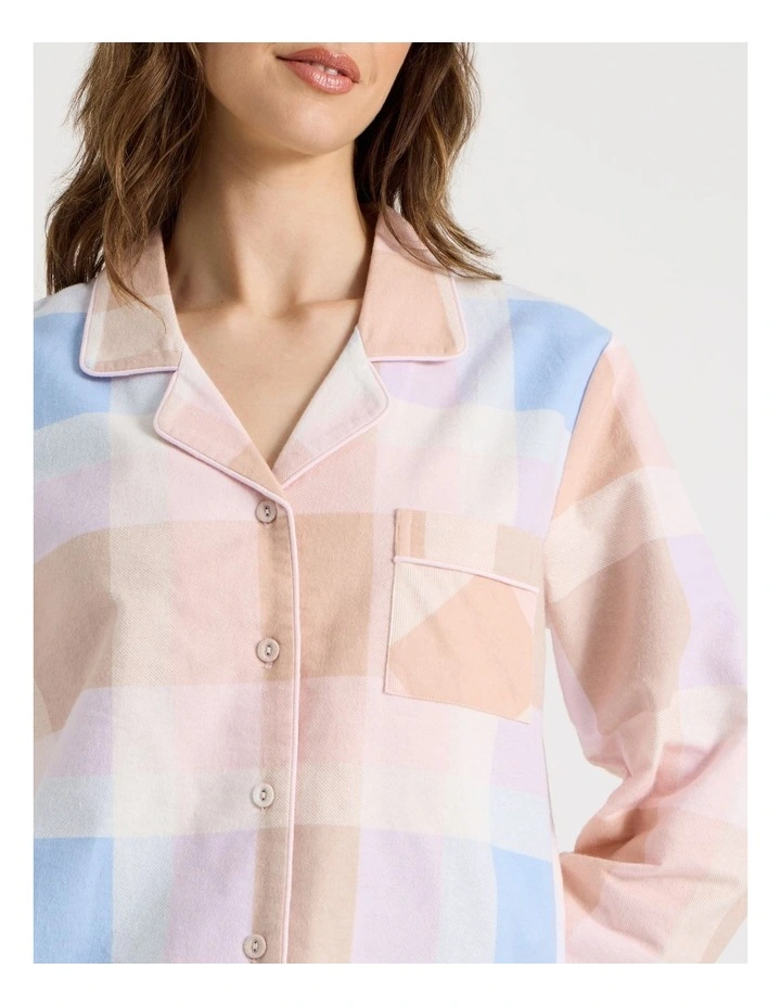 Flannelette Pyjama Set in Blue Check Print image 3
