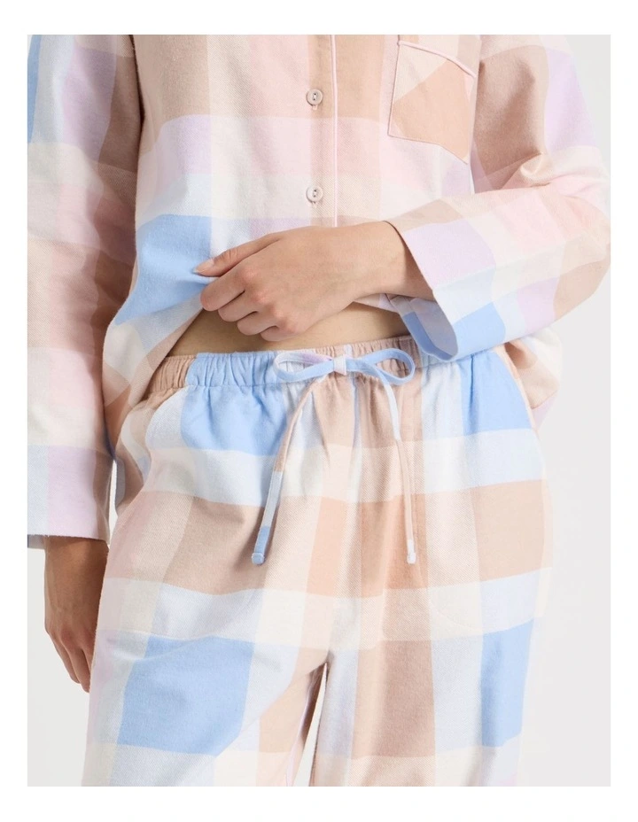 Flannelette Pyjama Set in Blue Check Print image 4