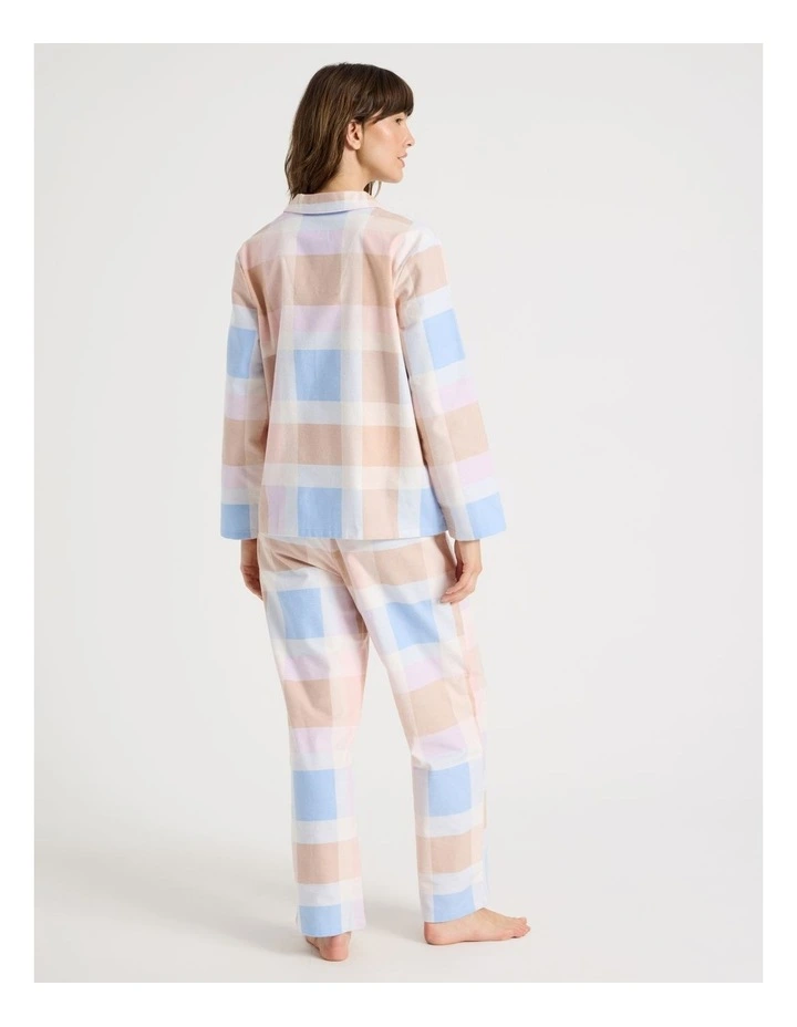 Flannelette Pyjama Set in Blue Check Print image 5