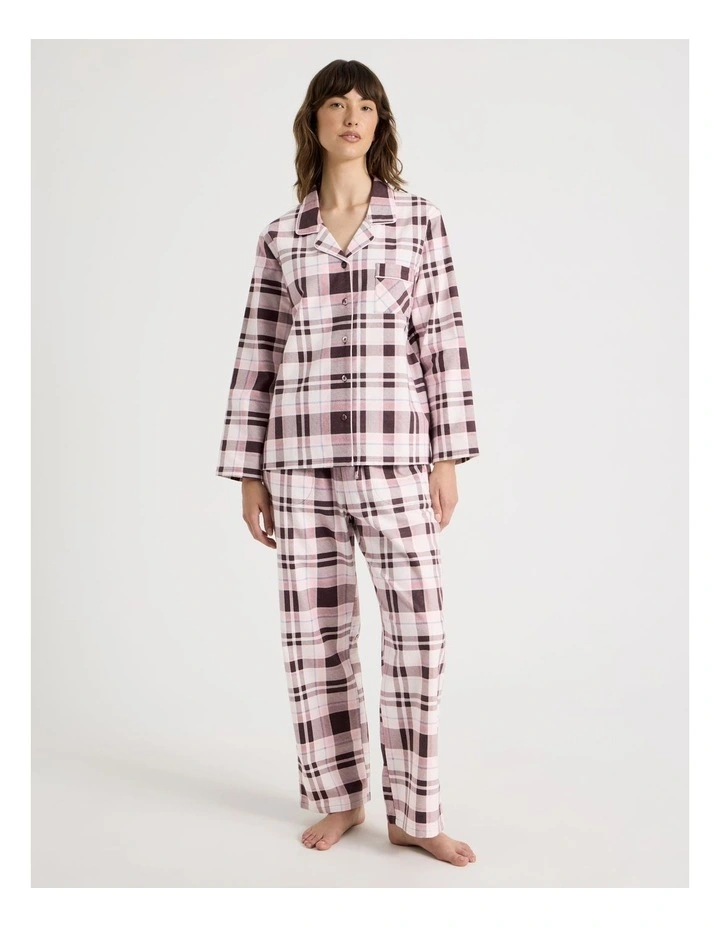 Flannelette Pyjama Set in Raisin & White Check Print image 1