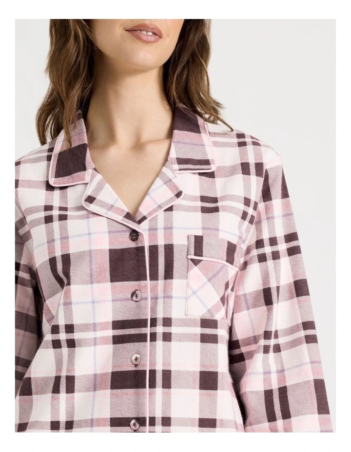 Flannelette Pyjama Set in Raisin & White Check Print image 2