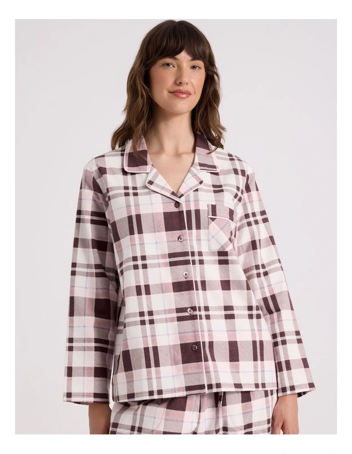 Flannelette Pyjama Set in Raisin & White Check Print image 3