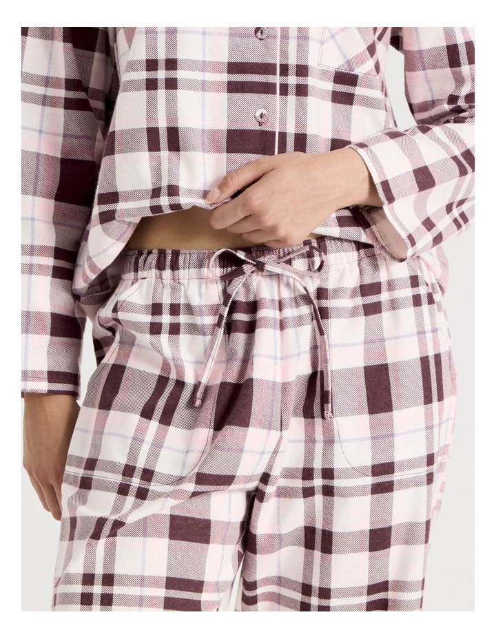 Flannelette Pyjama Set in Raisin & White Check Print image 4