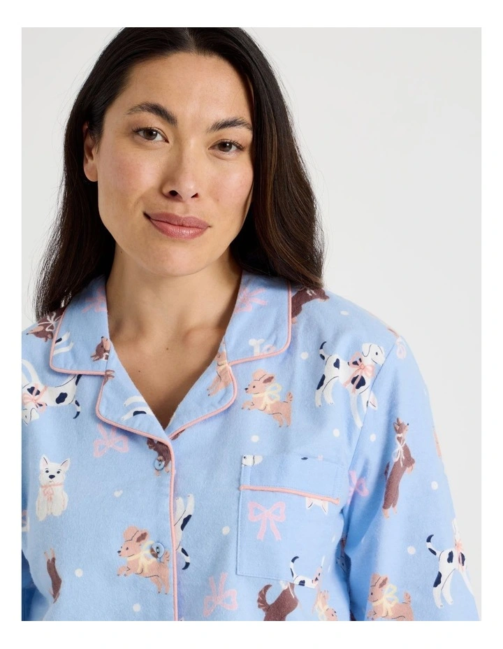 Flannelette Pyjama Set in Dog with Bows Print image 2