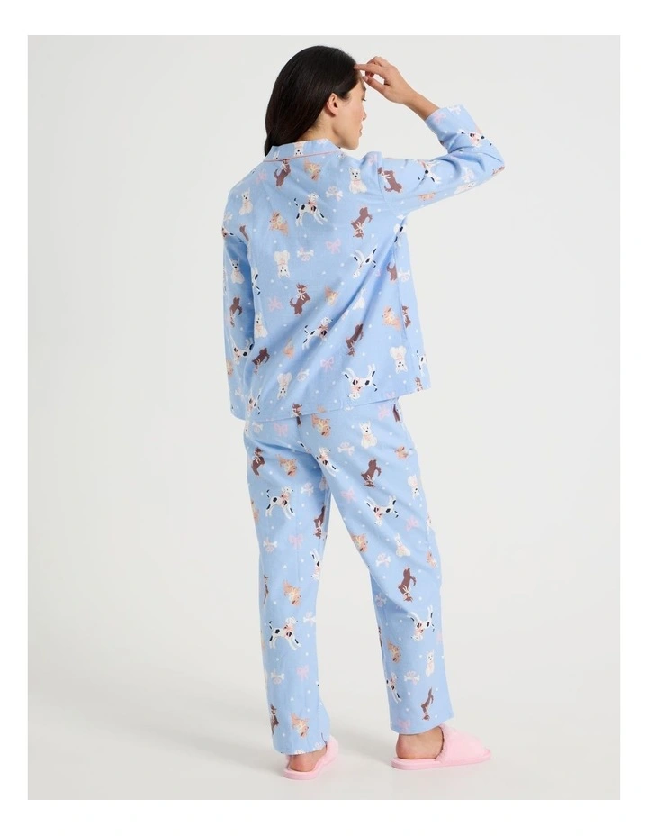 Flannelette Pyjama Set in Dog with Bows Print image 4