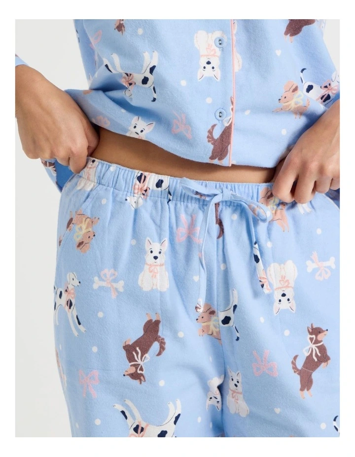 Flannelette Pyjama Set in Dog with Bows Print image 5