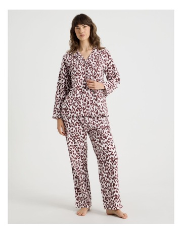 Flannelette Pyjama Set in Leopard Print