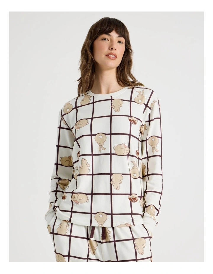 Novelty Cozy PJ Set in Hot Cross Bunnies Print image 2