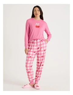 Pyjama Set in Cherry Gingham Print