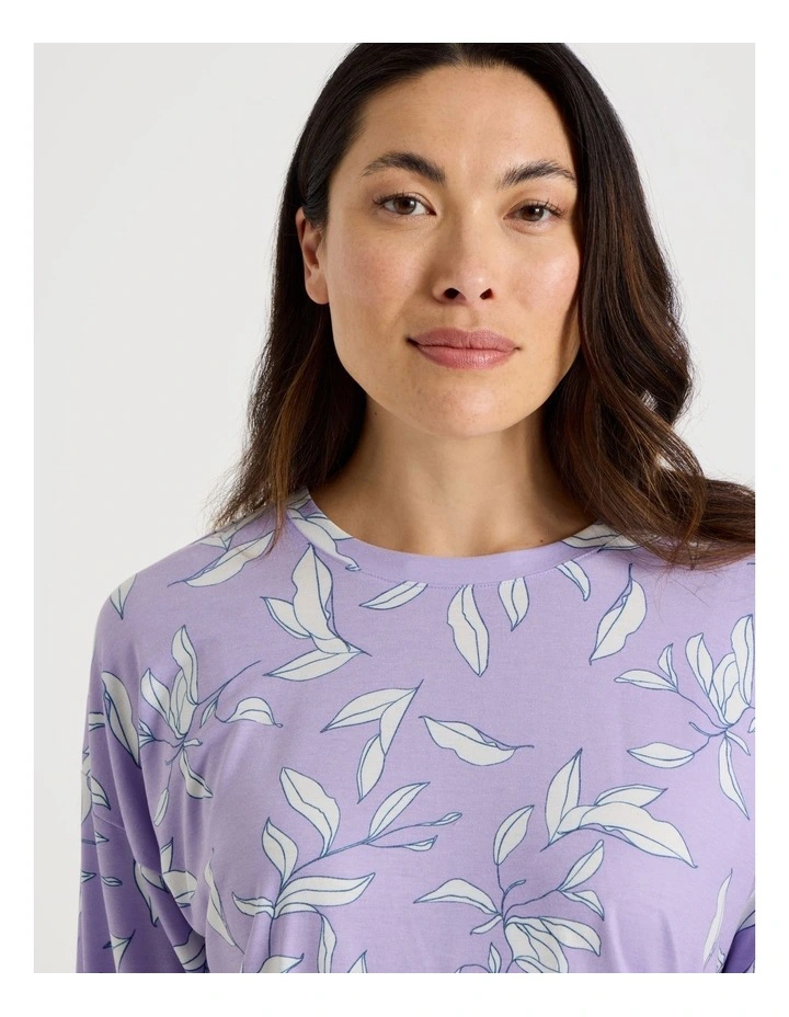 Long Sleeve Cuff Pant Pyjama Set in Foliage Outline Print image 2