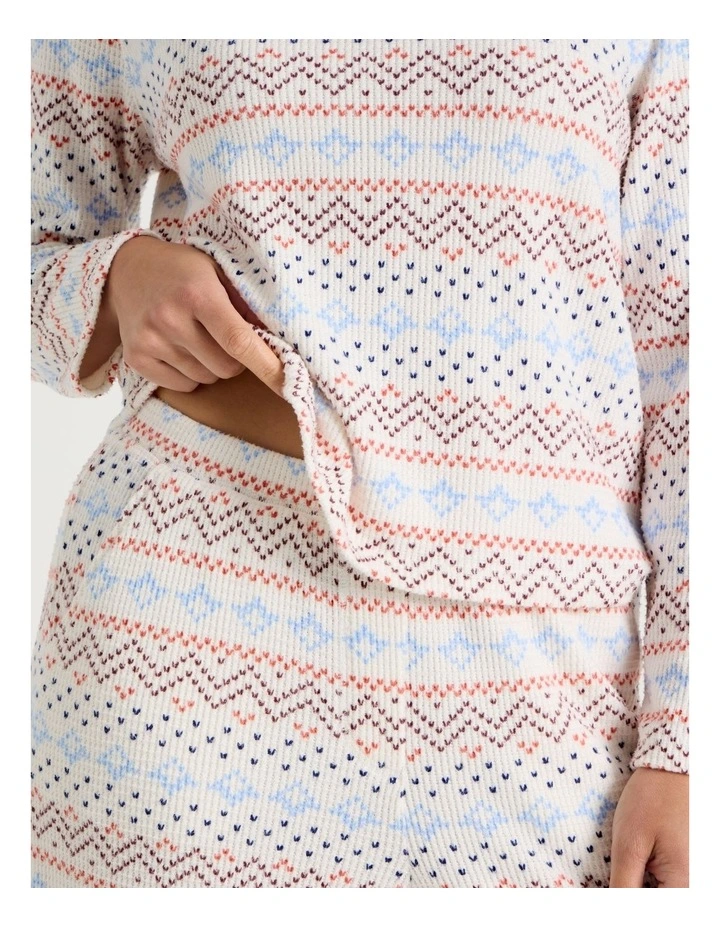 Crew Neck Long Sleeve Pyjama Set in Winter Farisle Print image 4