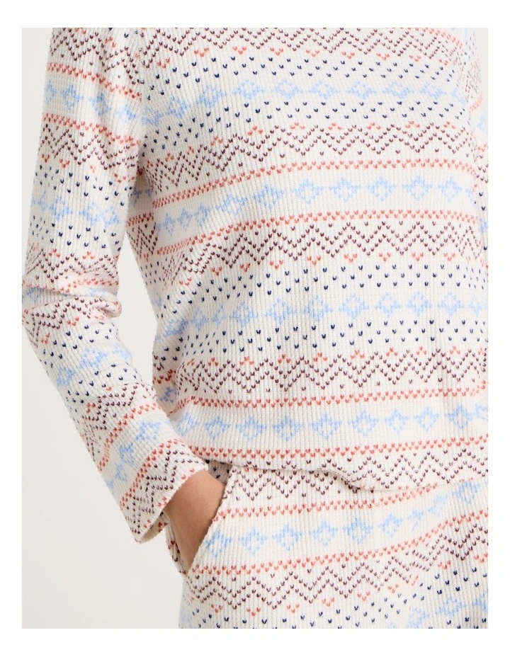 Crew Neck Long Sleeve Pyjama Set in Winter Farisle Print image 5