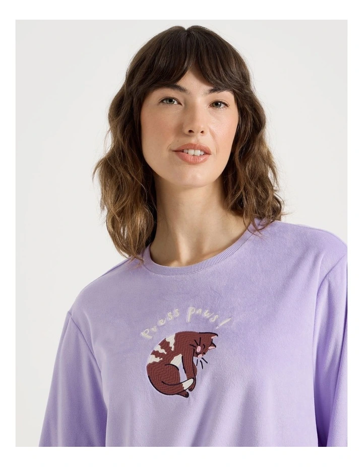 Cosy Fleece Pyjama Set in Press Paws Print image 2