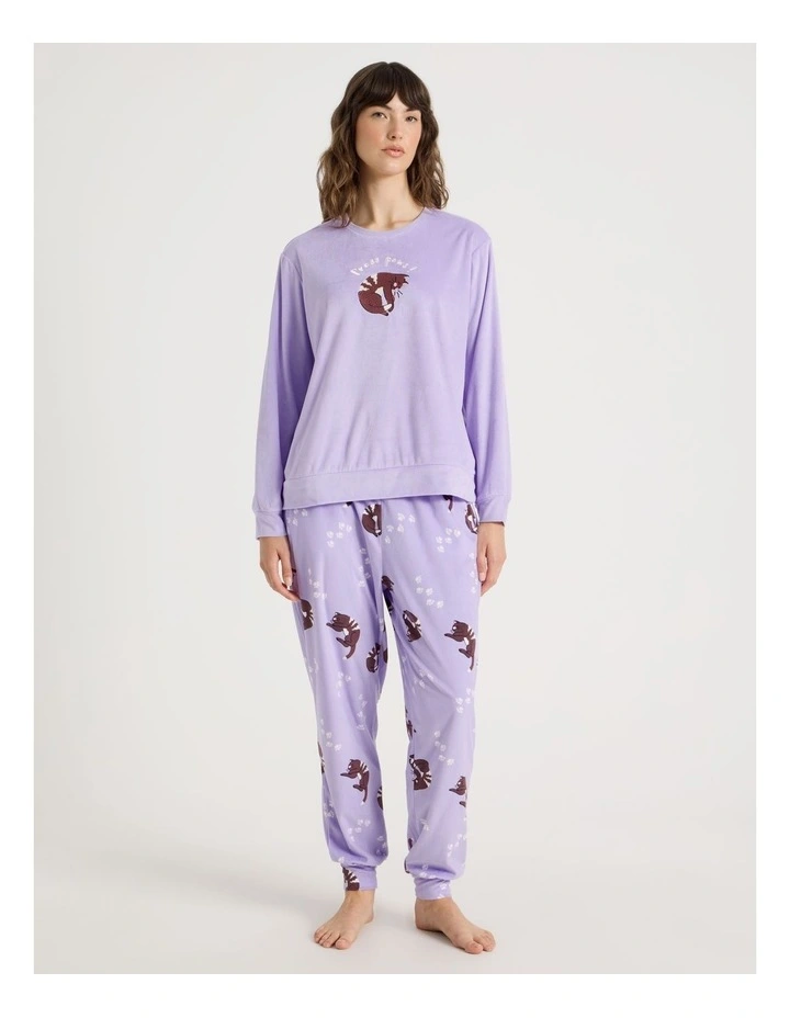 Cosy Fleece Pyjama Set in Press Paws Print image 3