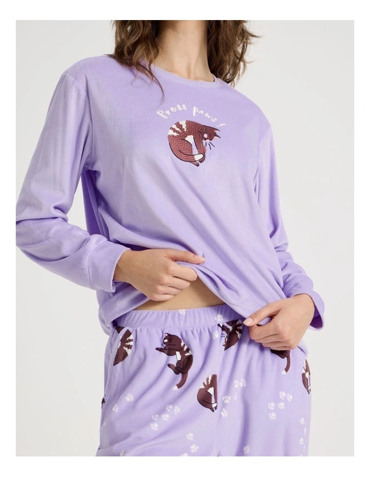 Cosy Fleece Pyjama Set in Press Paws Print image 4