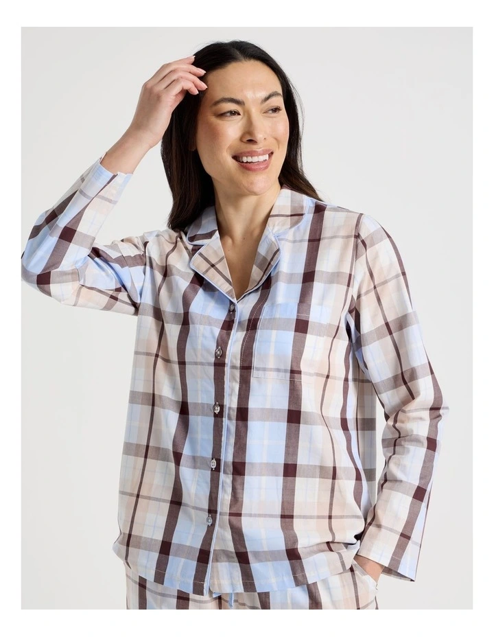 Core Cotton Long Sleeve Long Pant Pyjama Set in Cabin Check Print image 2