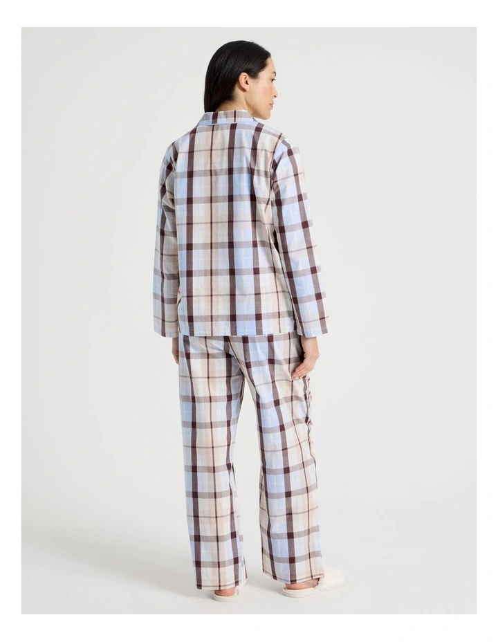 Core Cotton Long Sleeve Long Pant Pyjama Set in Cabin Check Print image 4