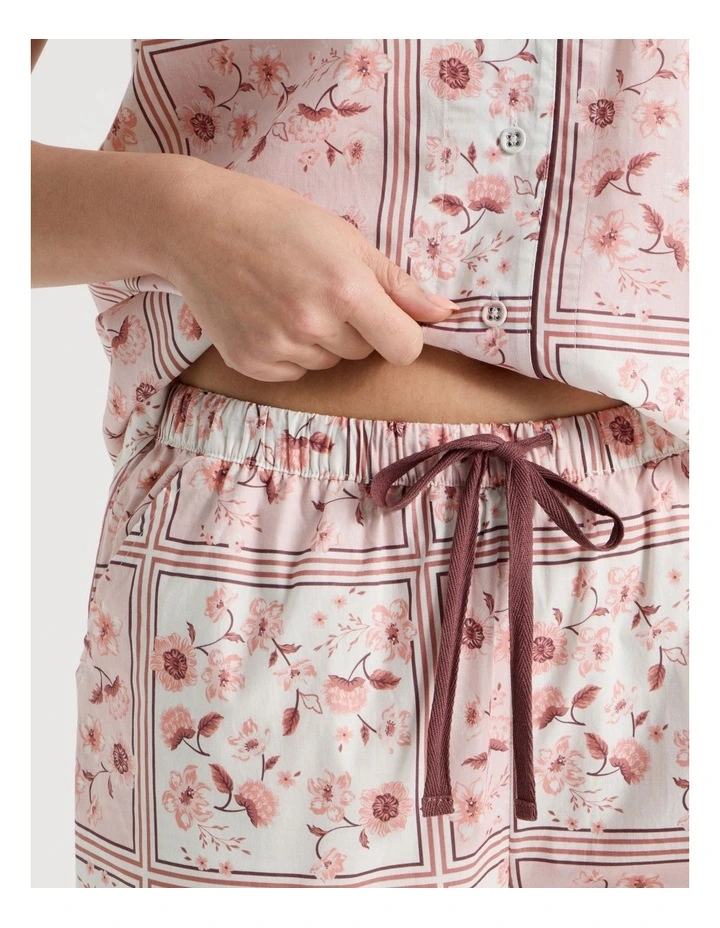 Core Cotton Short Sleeve Long Pant Pyjama Set in Floral Grid Print image 3