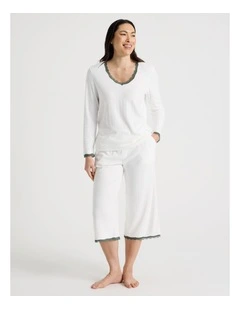 Cosy Winter Pointelle Long Sleeve Pyjama Set in Ivory