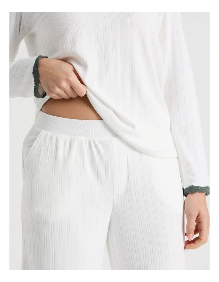 Cosy Winter Pointelle Long Sleeve Pyjama Set in Ivory image 4