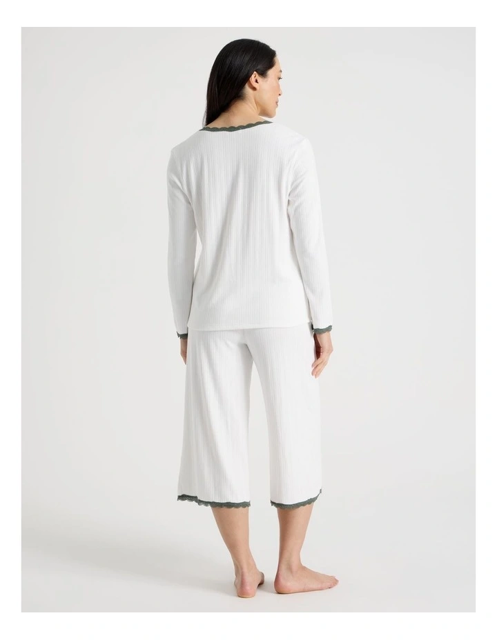 Cosy Winter Pointelle Long Sleeve Pyjama Set in Ivory image 5