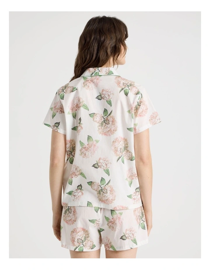 Cotton Woven Short Sleeve Short Pant Pyjama Set in White Hydrangea image 6