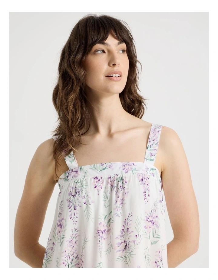 Woven Viscose Cami 3/4 Pant Set in White Wisteria image 4