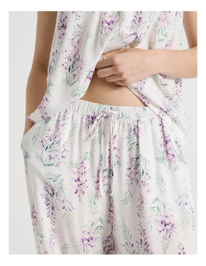 Woven Viscose Cami 3/4 Pant Set in White Wisteria image 6