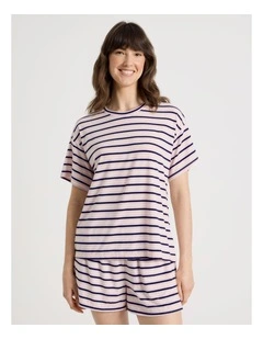 PVE Short Sleeve Short Pant Pyjama Set in Pink Stripe