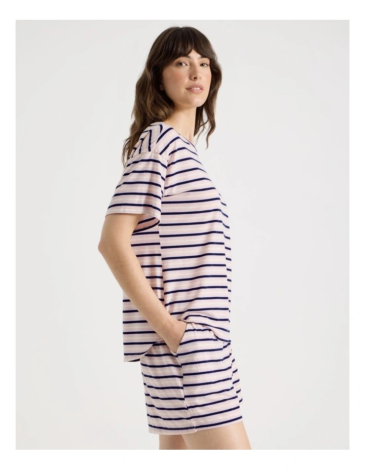 PVE Short Sleeve Short Pant Pyjama Set in Pink Stripe image 2