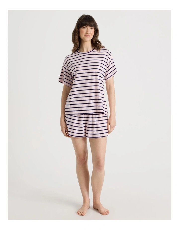 PVE Short Sleeve Short Pant Pyjama Set in Pink Stripe image 4
