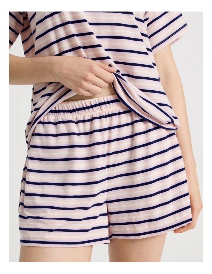 PVE Short Sleeve Short Pant Pyjama Set in Pink Stripe image 5