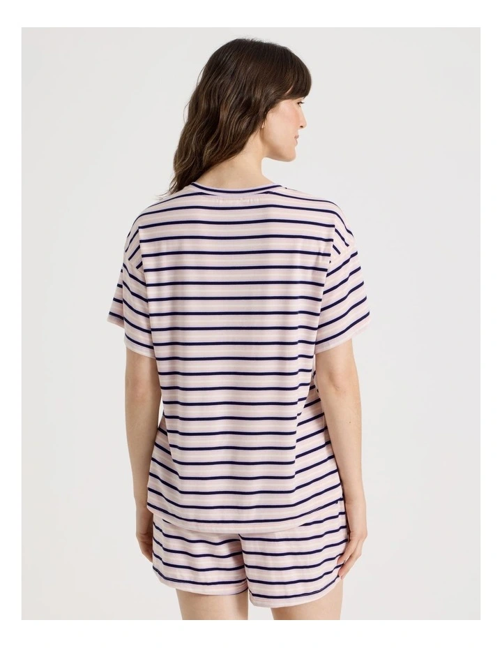 PVE Short Sleeve Short Pant Pyjama Set in Pink Stripe image 6