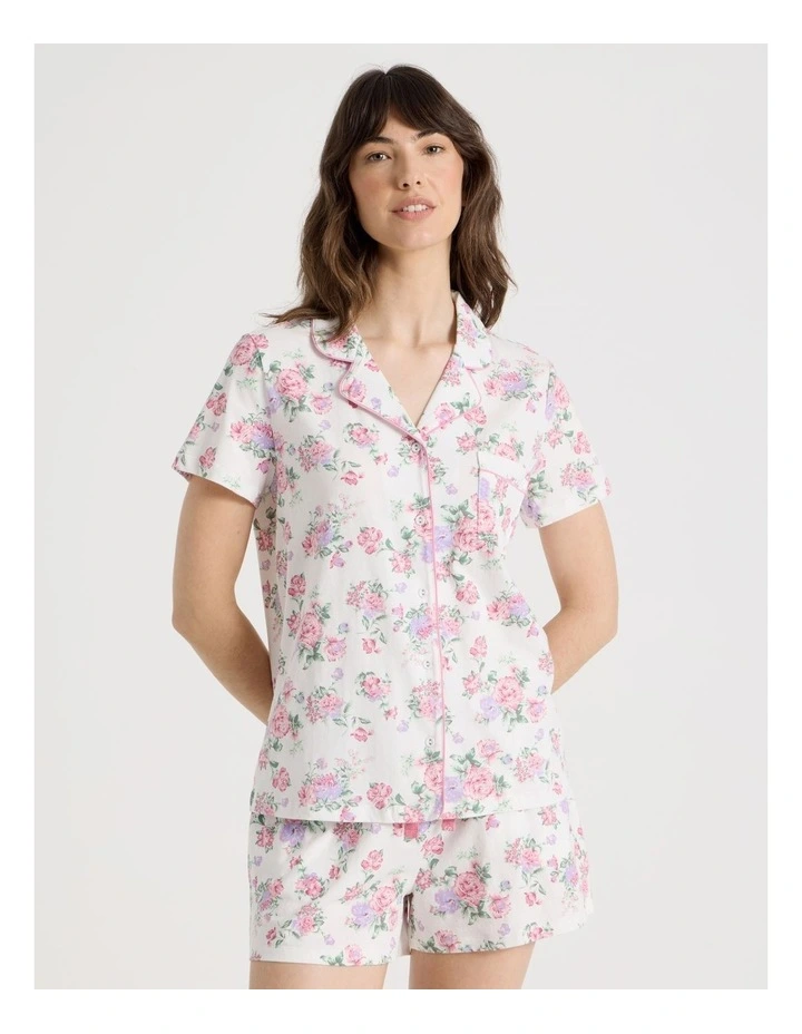Cotton Jersey Short Sleeve Short Pant Pyjama Set in Rose Flowers image 2