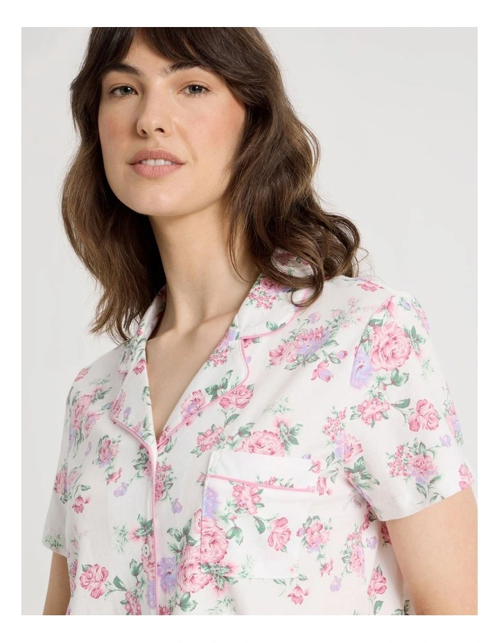 Cotton Jersey Short Sleeve Short Pant Pyjama Set in Rose Flowers image 3