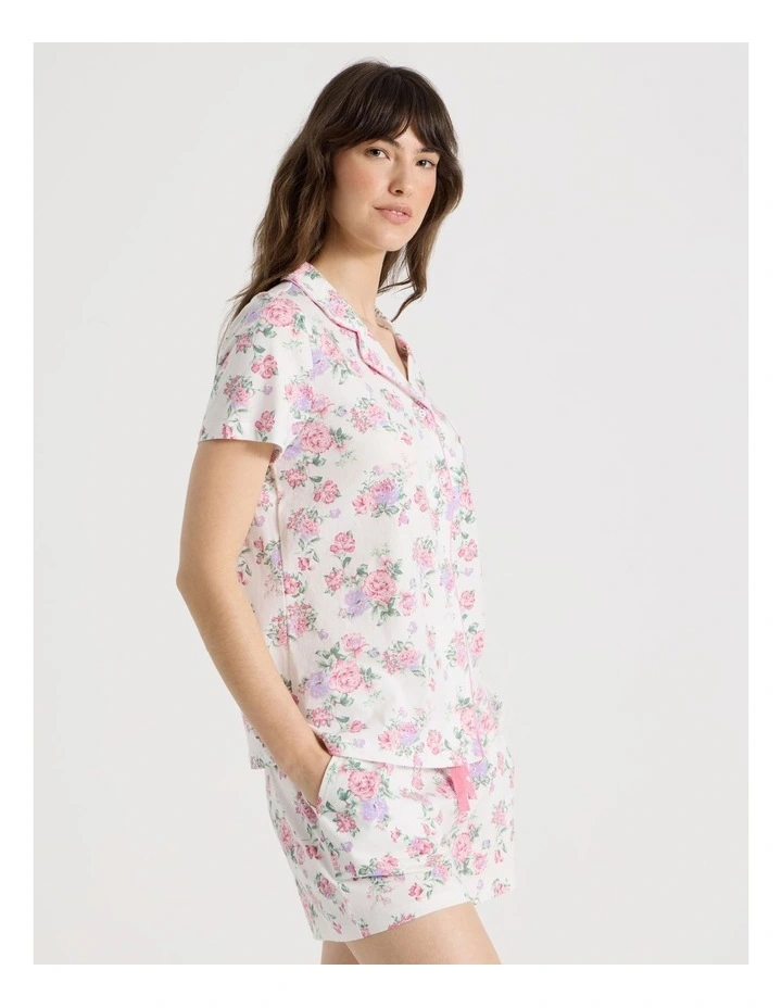 Cotton Jersey Short Sleeve Short Pant Pyjama Set in Rose Flowers image 7