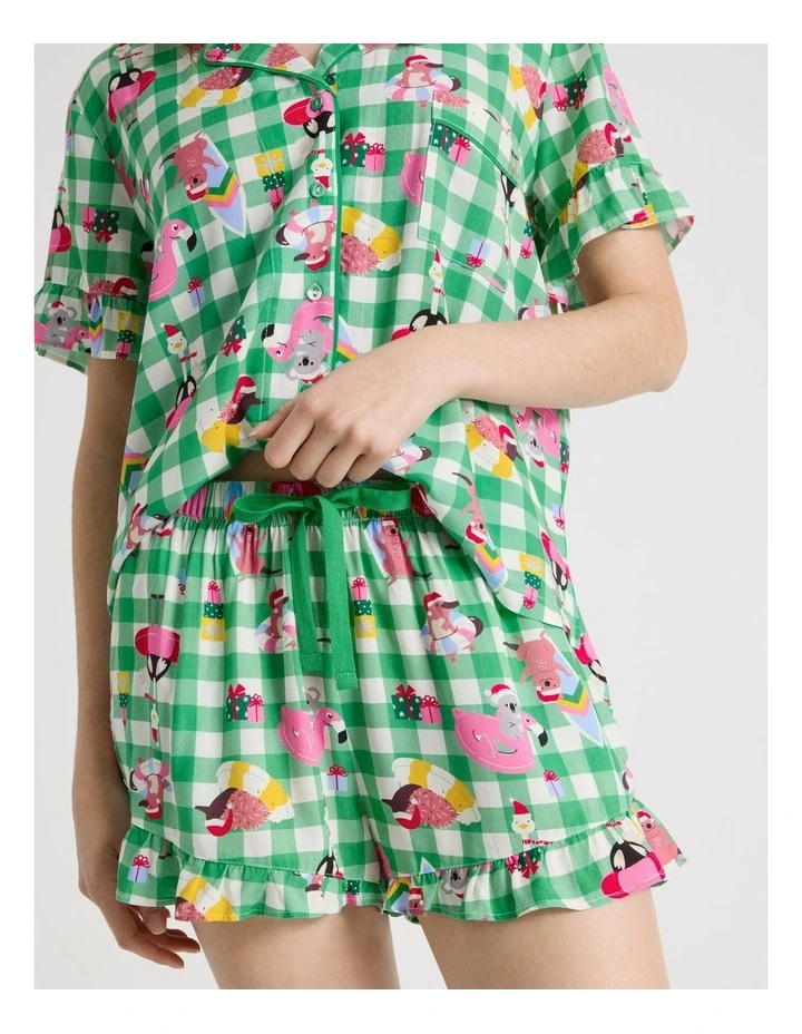 Christmas Short Sleeve Viscose Pyjama Set in Summer Christmas Print image 4