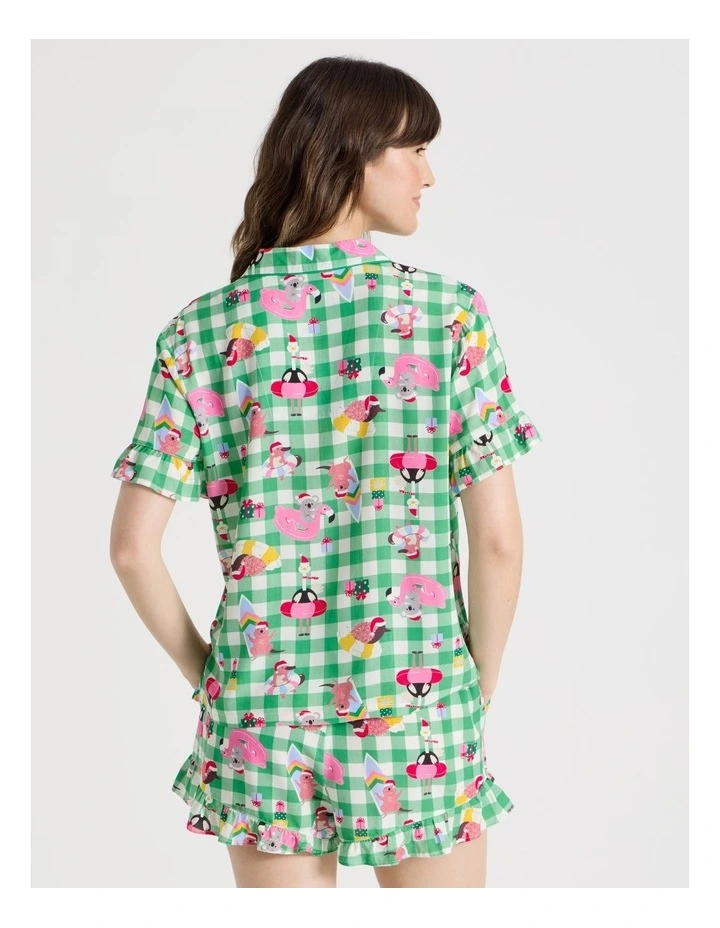 Christmas Short Sleeve Viscose Pyjama Set in Summer Christmas Print image 5