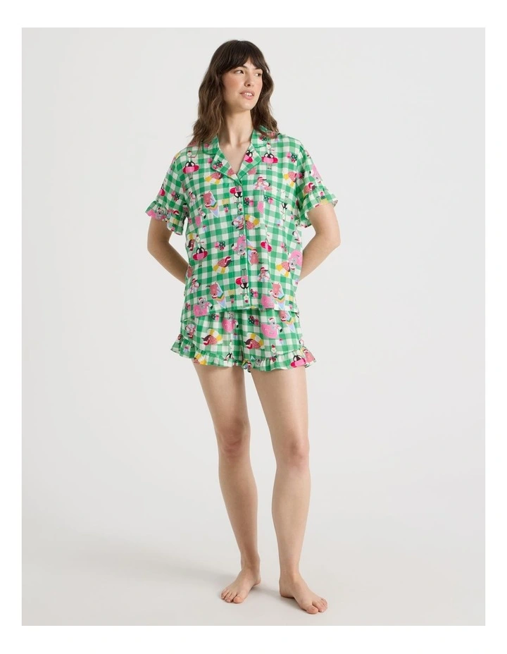 Christmas Short Sleeve Viscose Pyjama Set in Summer Christmas Print image 6
