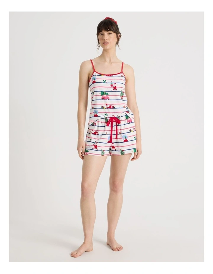 Christmas Jersey Cami Pyjama Set in Sleepy Santa Print image 2