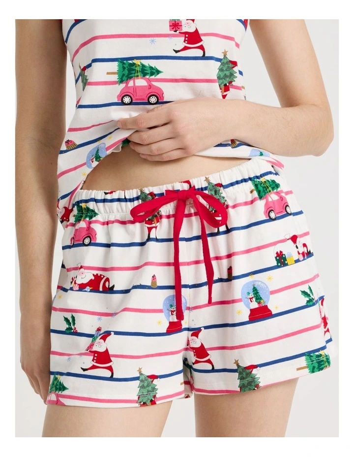 Christmas Jersey Cami Pyjama Set in Sleepy Santa Print image 5