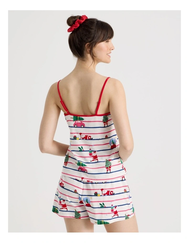 Christmas Jersey Cami Pyjama Set in Sleepy Santa Print image 6