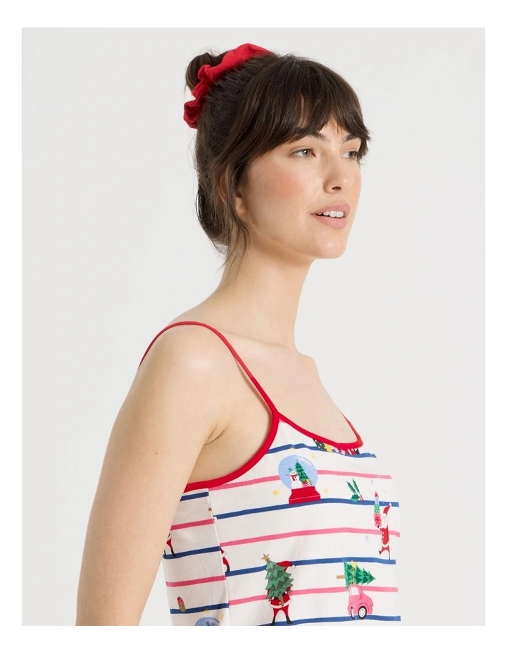Christmas Jersey Cami Pyjama Set in Sleepy Santa Print image 7