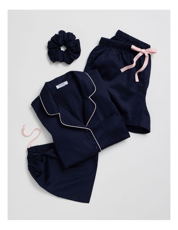 Cotton Sateen Short Sleeve Short Pant Gifting Pyjama Set in Navy image 2