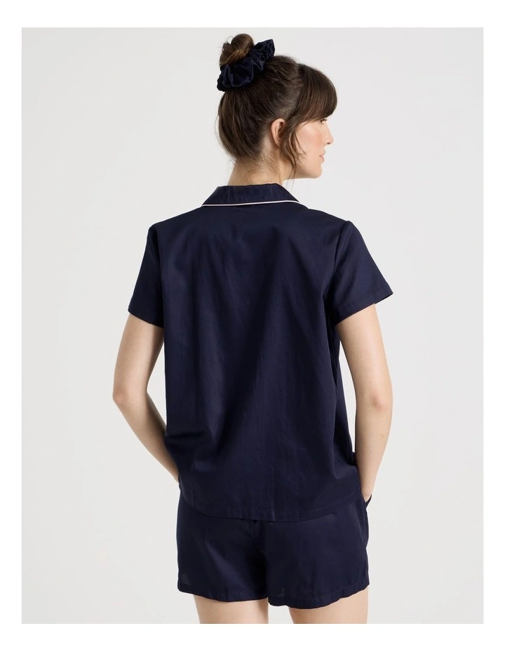 Cotton Sateen Short Sleeve Short Pant Gifting Pyjama Set in Navy image 5