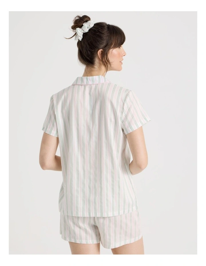 Cotton Sateen Short Sleeve Short Pant Gifting Pyjama Set in Pink and Green Stripe image 6