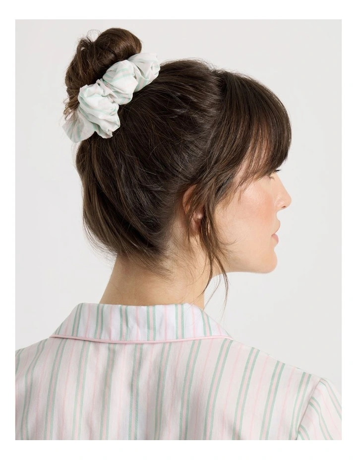 Cotton Sateen Short Sleeve Short Pant Gifting Pyjama Set in Pink and Green Stripe image 7