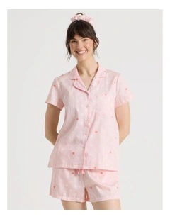 Cotton Sateen Short Sleeve Short Pant Gifting Pyjama Set in Pink Spot
