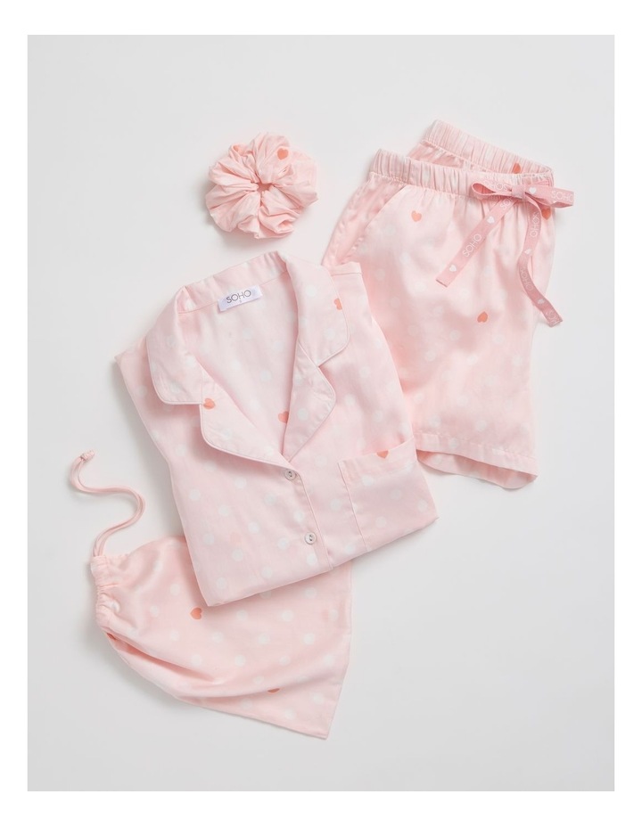 Cotton Sateen Short Sleeve Short Pant Gifting Pyjama Set in Pink Spot image 2